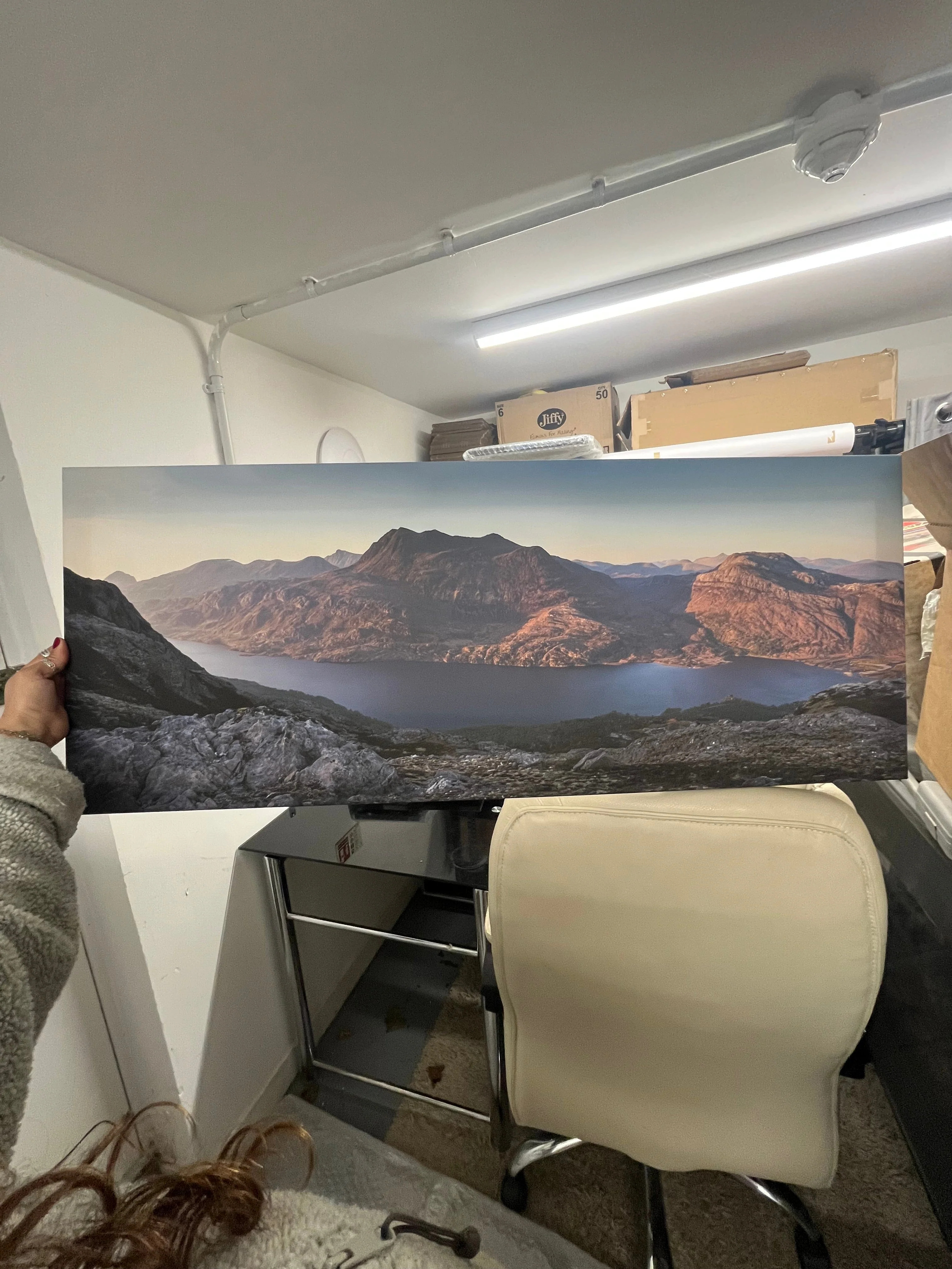 Outlet Sunset over Loch Maree and Slioch Photographed by Jack Marris Canvas 40x16 inches - Image 3